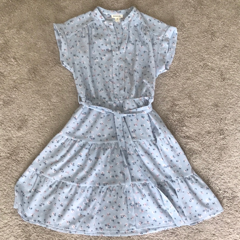 Blue pink white floral dress